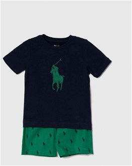 Detské bavlnené pyžamo Polo Ralph Lauren zelená farba, vzorovaná