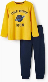 Detské bavlnené pyžamo zippy žltá farba, s potlačou