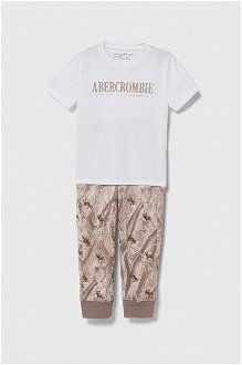 Detské pyžamo Abercrombie & Fitch biela farba, vzorovaná