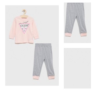 Detské pyžamo Guess ružová farba, jednofarebná 3
