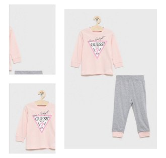 Detské pyžamo Guess ružová farba, jednofarebná 4