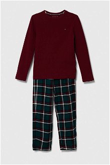 Detské pyžamo Tommy Hilfiger červená farba, vzorovaná