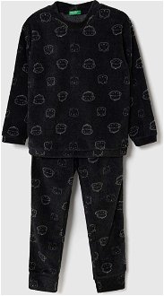 Detské pyžamo United Colors of Benetton čierna farba, vzorovaná