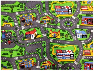 Detský hrací koberec rally -city life - 95 x 200 cm