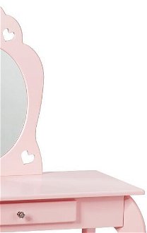 Detský toaletný stolík s taburetkou a zrkadlom v ružovej farbe 7
