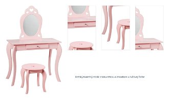 Detský toaletný stolík s taburetkou a zrkadlom v ružovej farbe 1