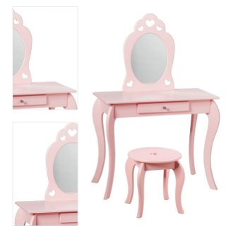 Detský toaletný stolík s taburetkou a zrkadlom v ružovej farbe 4