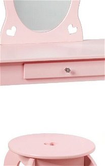Detský toaletný stolík s taburetkou a zrkadlom v ružovej farbe 5