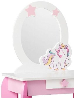 Detský toaletný stolík s taburetkou, odnímateľným zrkadlom, ružový/biely 6