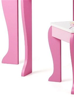 Detský toaletný stolík s taburetkou, odnímateľným zrkadlom, ružový/biely 8