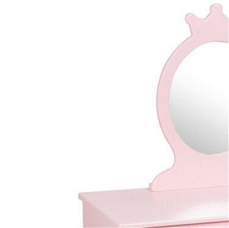 Detský toaletný stolík s taburetkou, odnímateľným zrkadlom v ružovej farbe 6