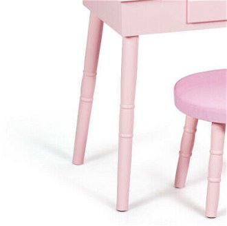 Detský toaletný stolík s taburetkou, odnímateľným zrkadlom v ružovej farbe 8