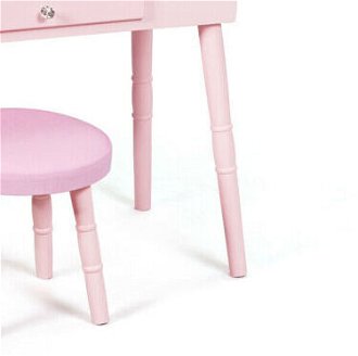 Detský toaletný stolík s taburetkou, odnímateľným zrkadlom v ružovej farbe 9