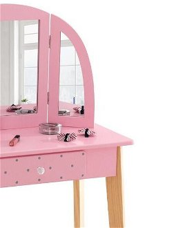 Detský toaletný stolík s taburetkou, ružová / prírodná 7