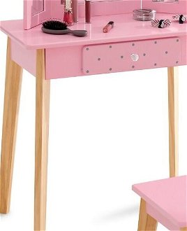 Detský toaletný stolík s taburetkou, ružová / prírodná 5