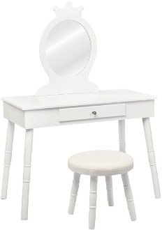 Detský toaletný stolík so zrkadlom, biely 2