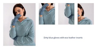Dirty blue gloves with eco-leather inserts 1