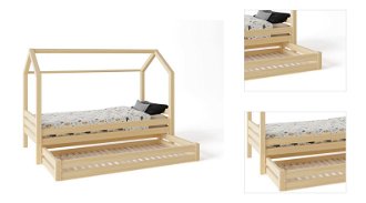Domčeková posteľ Premium so šuflíkom rozmer lôžka: 70 x 140 cm, šuplík, nožičky: s nožičkami a so šuplíkom, zábrany: predná 3
