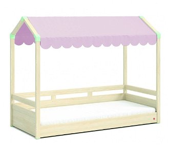 Domčeková posteľ so strieškou fairy ii - dub svetlý/béžová