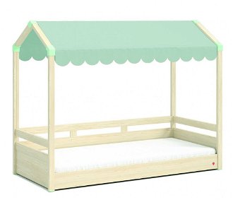 Domčeková posteľ so strieškou fairy ii - dub svetlý/zelená