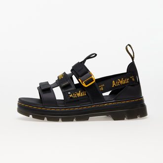 Dr. Martens Pearson II Multi Strap Sandal Black Lustre Coated Leather & Black/Dms Yellow Airwair Webbing