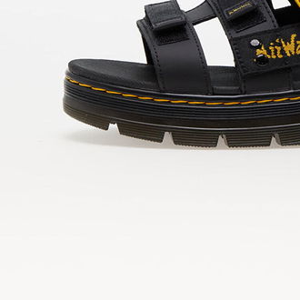 Dr. Martens Pearson II Multi Strap Sandal Black Lustre Coated Leather & Black/Dms Yellow Airwair Webbing 8