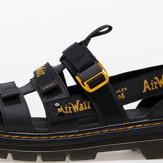 Dr. Martens Pearson II Multi Strap Sandal Black Lustre Coated Leather & Black/Dms Yellow Airwair Webbing 5