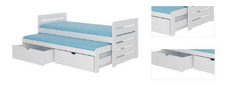 Drevená detská posteľ s prístelkou Tigris 90x200 cm - biela 3