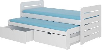 Drevená detská posteľ s prístelkou Tigris 90x200 cm - biela 2