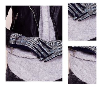 Elegant dark blue gloves with pattern 3