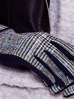 Elegant dark blue gloves with pattern 5