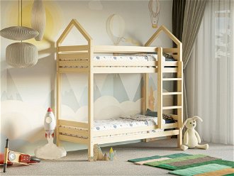 Domčeková posteľ poschodová s voliteľnou spodnou zábranou Premium rozmer lôžka: 80 x 200 cm, zábrany: zadná