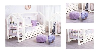 ELIS DESIGN Domčeková posteľ Premium so šuplíkom biela rozměr lůžka: 70 x 140 cm, šuplík, nožičky: s nožičkami a s šuplíkem, Zábrany: Obě 3