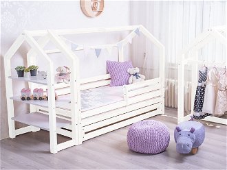 ELIS DESIGN Domčeková posteľ Premium so šuplíkom biela rozměr lůžka: 80 x 160 cm, šuplík, nožičky: bez nožiček, Zábrany: Zadní 2