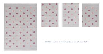 ELIS DESIGN koberec do izby s bodkami farba: striebornosivá - ružová, rozmer: 120 x 180 cm 1