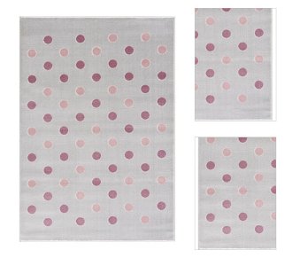 ELIS DESIGN koberec do izby s bodkami farba: striebornosivá - ružová, rozmer: 120 x 180 cm 3