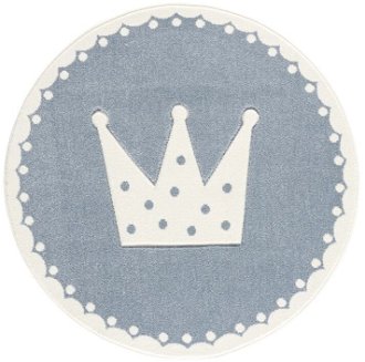 ELIS DESIGN kulatý koberec 133cm koruna farba: modrá x biela