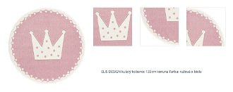 ELIS DESIGN kulatý koberec 133cm koruna farba: ružová x biela 1
