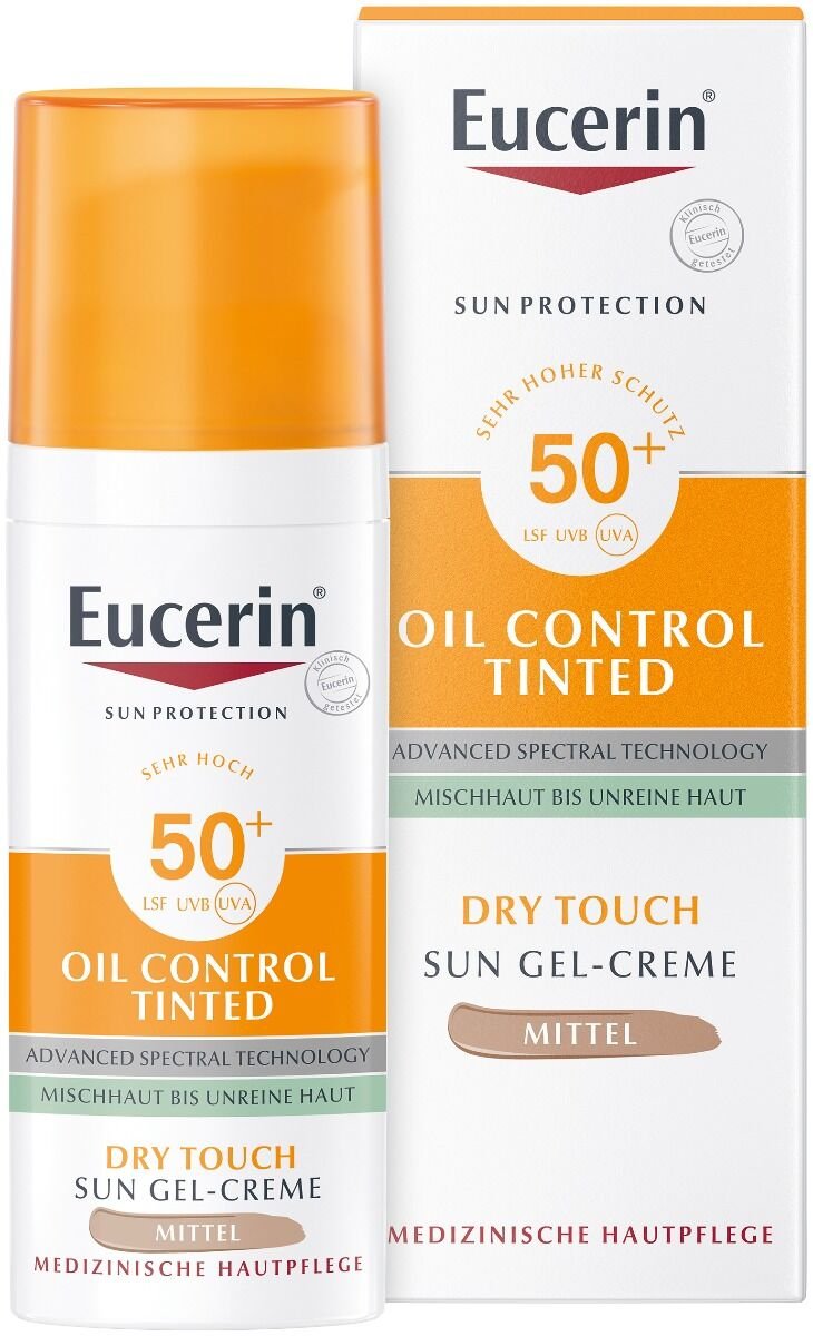 Eucerin SUN Dry Touch Oil Control (stredne tmavý) SPF 50+ opaľovací krém na tvár