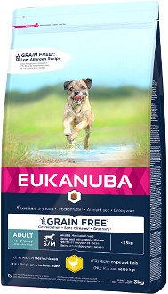 Eukanuba granuly pre dospelé psy Small & Medium Grain Free kuracie 3kg​