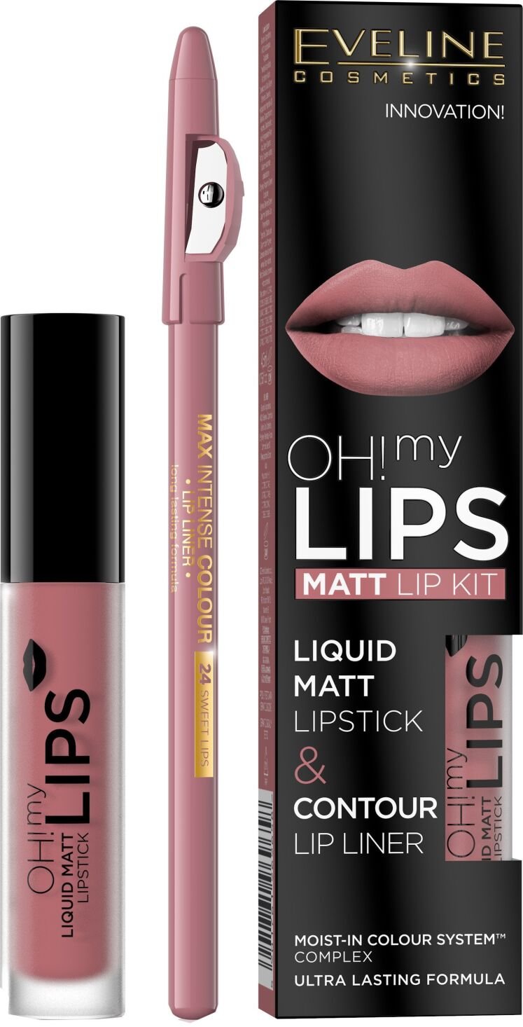 Eveline Cosmetics OH! my Lips Matt Lip set - Matný tekutý rúž na pery + Kontúrka 07 Baby nude