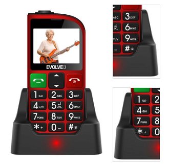 Evolveo EasyPhone FM, Red + nabíjací stojan - SK distribúcia 3