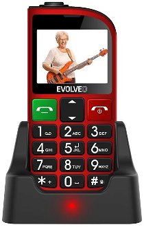 Evolveo EasyPhone FM, červená, nabíjací stojan - SK distribúcia