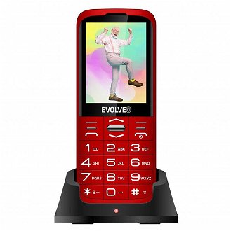 Evolveo EasyPhone XO, mobilný telefón pre seniorov s nabíjacím stojanom, červený