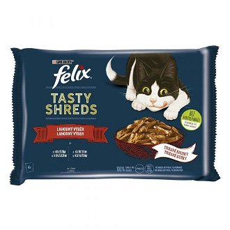 FELIX kapsičky tasty shreds hovädzie / kura v šťave 4 x 80 g