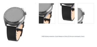 FIXED Kožený remienok s Quick Release so šírkou 20 mm pre smartwatch, čierny 1