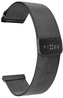 FIXED Mesh Nerezový remienok pre Smart Watch 22 mm, čierna