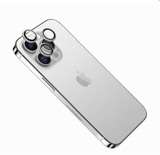 FIXED ochranné sklá šošoviek fotoaparátov pre Apple iPhone 15 Pro, 15 Pro Max, sivá