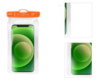 Vodeodolné plávajúce puzdro na mobil FIXED s kvalitným uzamykacím systémom a certifikáciou IPX8, oranžová 3