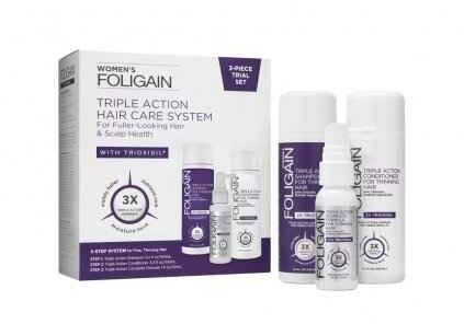Foligain Triple Action cestovní sada proti padaniu vlasov pre ženy 100 ml + 100 ml + 30 ml - na rast vlasov